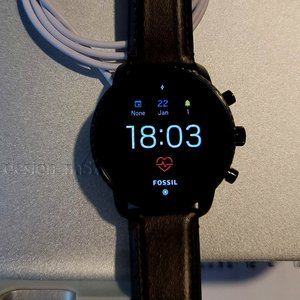 Fossil Explorist HR Gen 4 Smart Watch Google Wear - Black, Leather, Silicone
